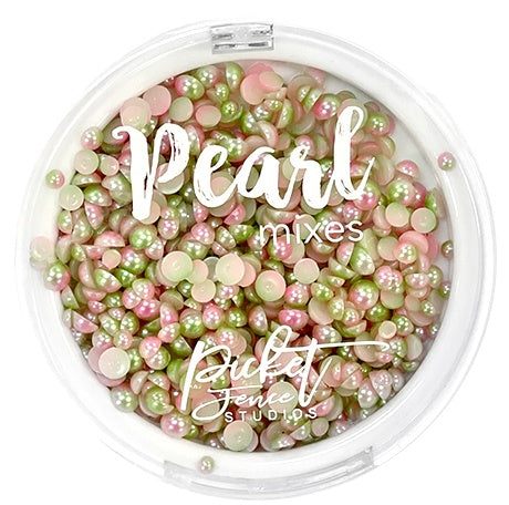 Picket Fence Studios Gradient Flatback Pearls - Lime Green & Pale Pink