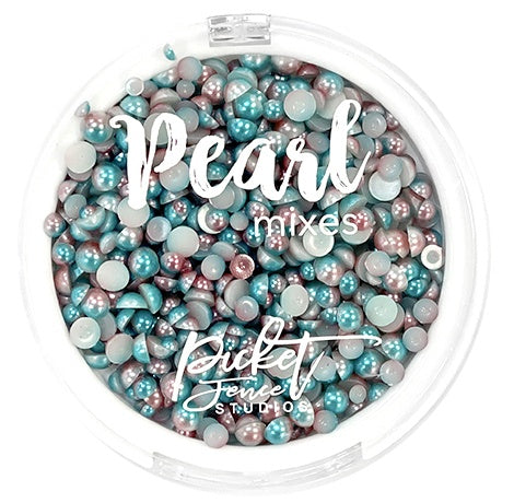 Picket Fence Studios Gradient Flatback Pearls - Aqua Blue & Rose Gold