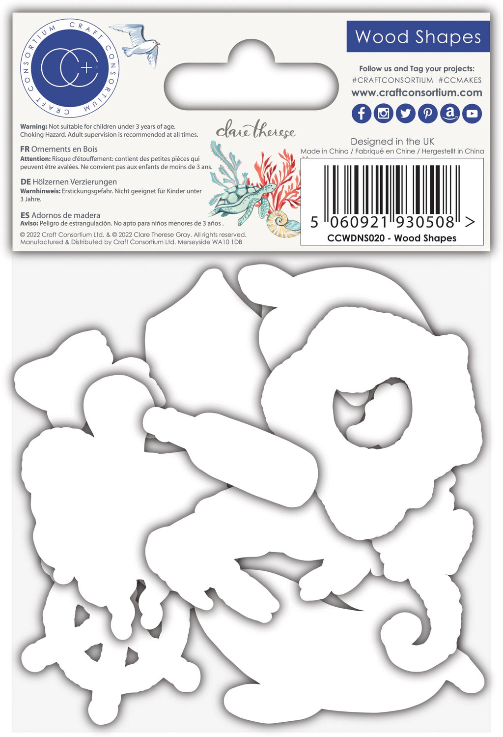 Craft Consortium Ocean Tale Laser-Cut Wooden Shapes