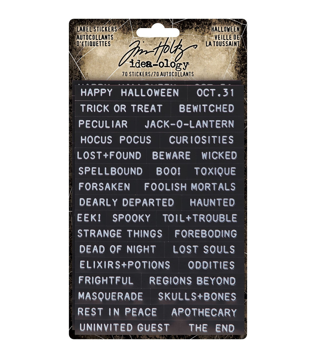 Tim Holtz Idea-Ology Sentiments Label Stickers -Halloween