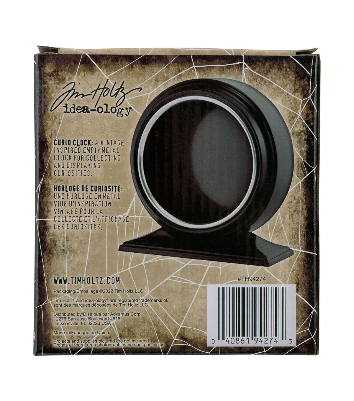 Tim Holtz Idea-Ology Curio Clock-Glossy Black -Halloween