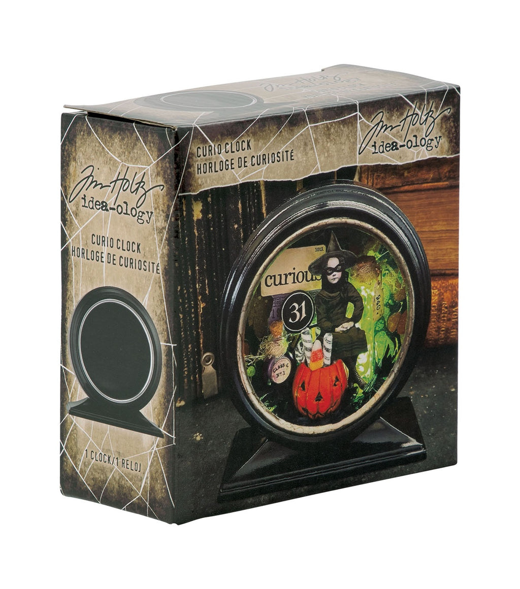 Tim Holtz Idea-Ology Curio Clock-Glossy Black -Halloween