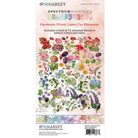 49 & Market Spectrum Gardenia Laser Cut Outs-Floral