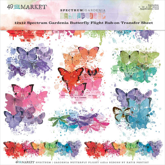 49 & Market Spectrum Gardenia Rub-Ons -Butterfly Flight