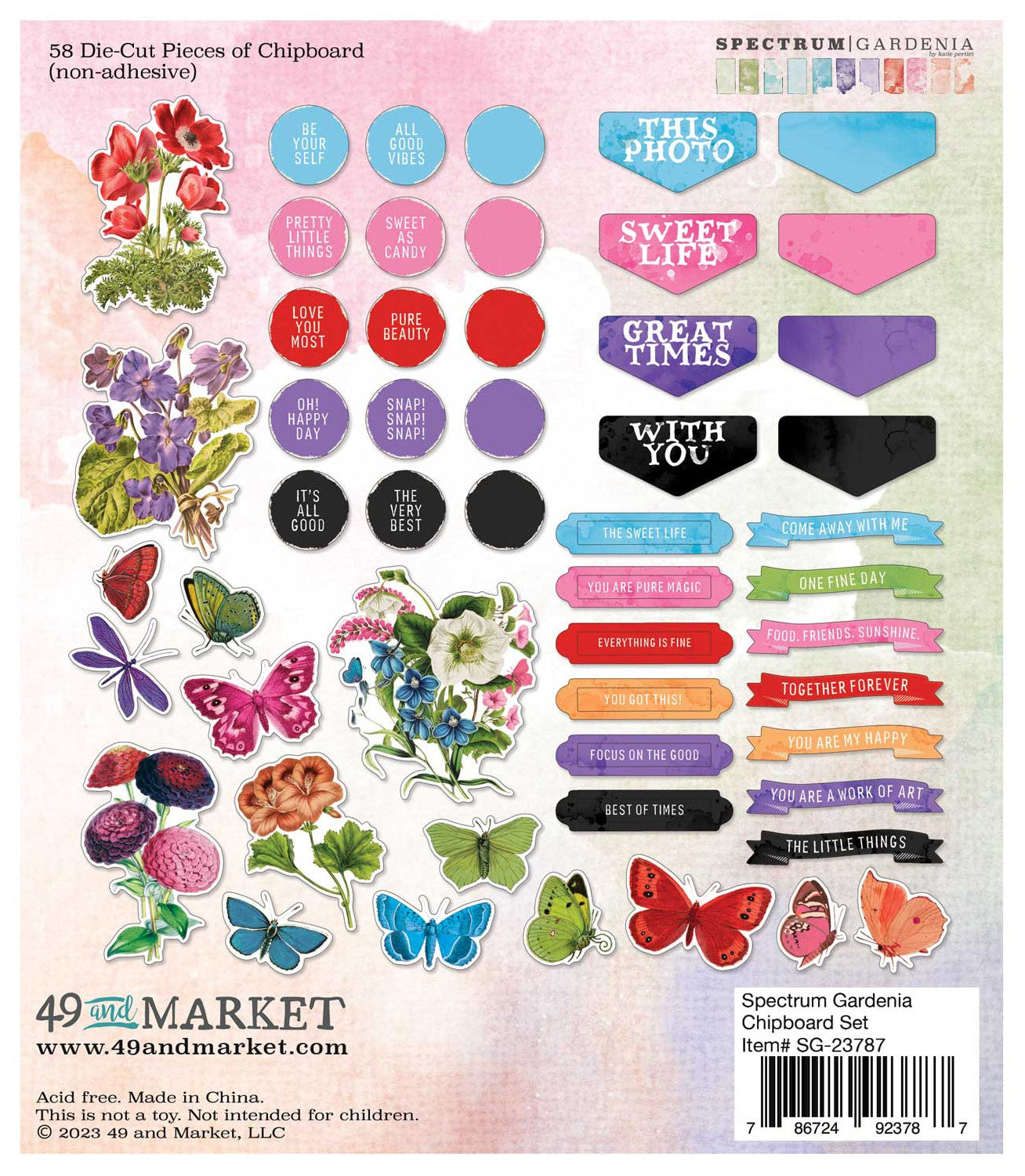 49 & Market Spectrum Gardenia Chipboard Set