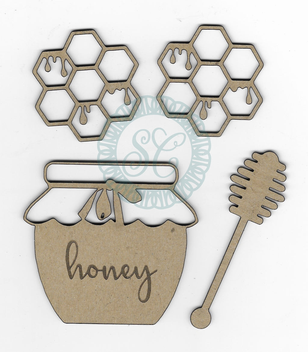 Laser Cut Chipboard Thick-Honey Jar Set