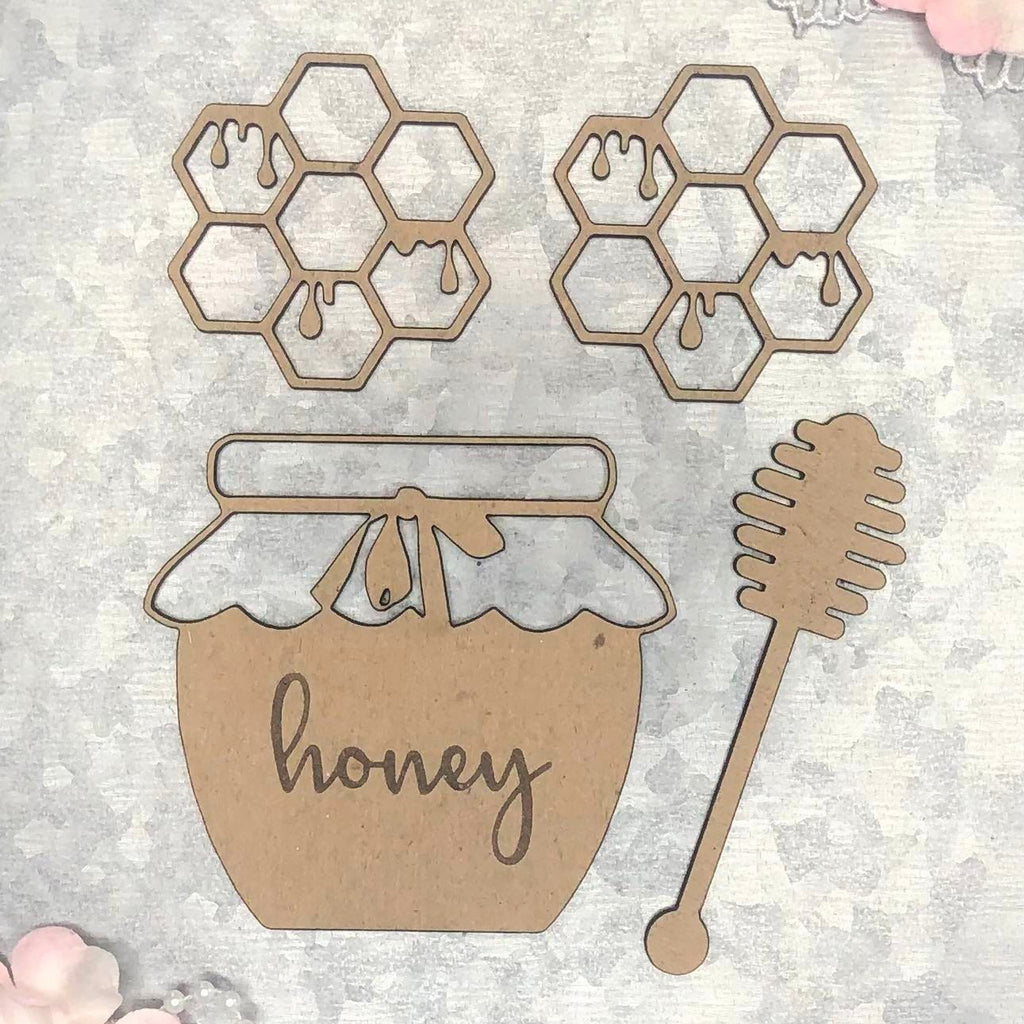 Laser Cut Chipboard Thick-Honey Jar Set