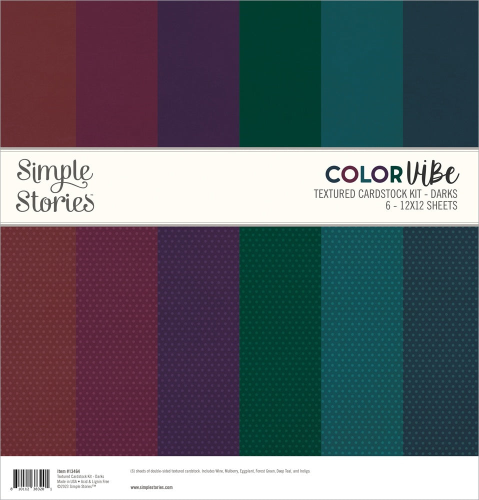 Simple Stories Color Vibe Textured Cardstock Kit 12X12-Darks