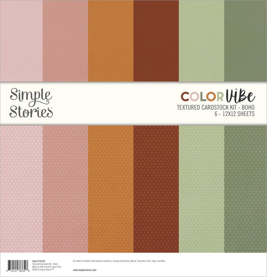 Simple Stories Color Vibe Textured Cardstock Kit 12X12-Boho