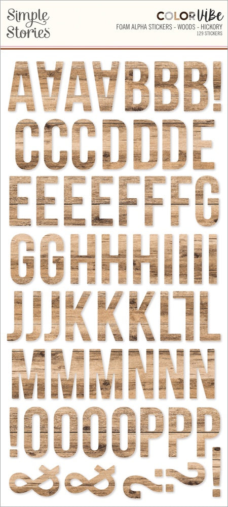 Simple Stories Color Vibe Foam Alpha Stickers Woods - Hickory