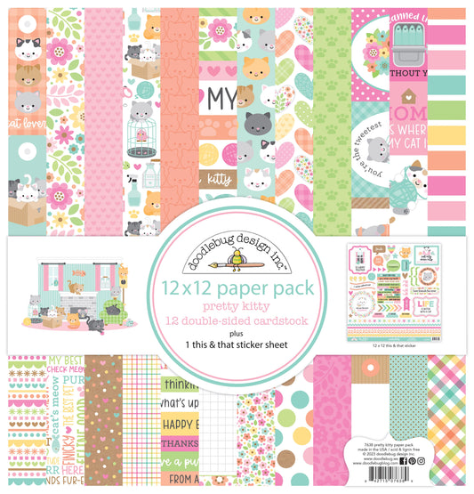 Doodlebug Pretty Kitty Paper Pack 12X12