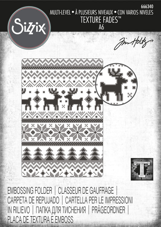 Sizzix Texture Fades Embossing Folder By Tim Holtz-Multi-Level Holiday Knit
