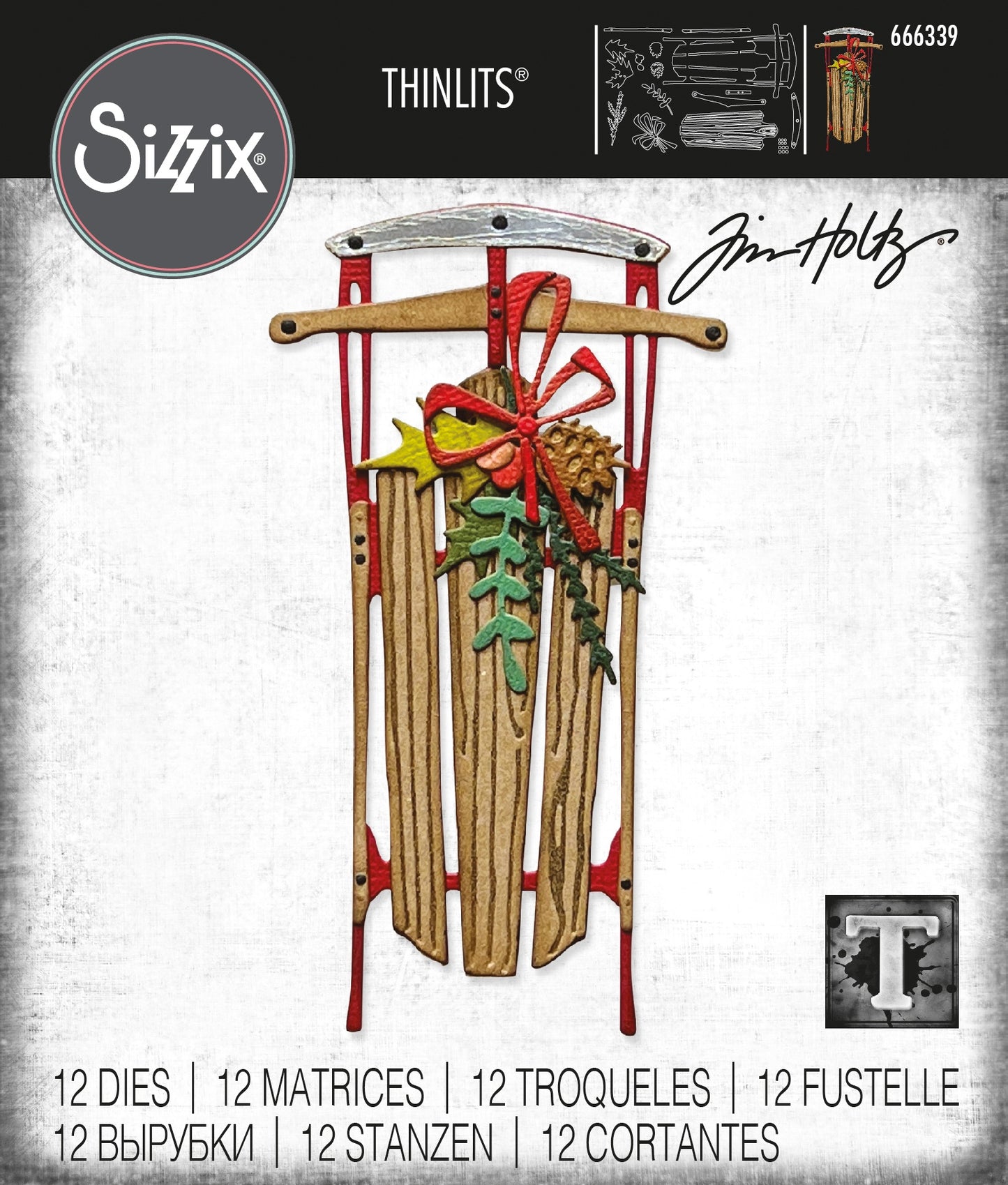 Sizzix Thinlits Dies By Tim Holtz 12/Pkg-Vintage Sled