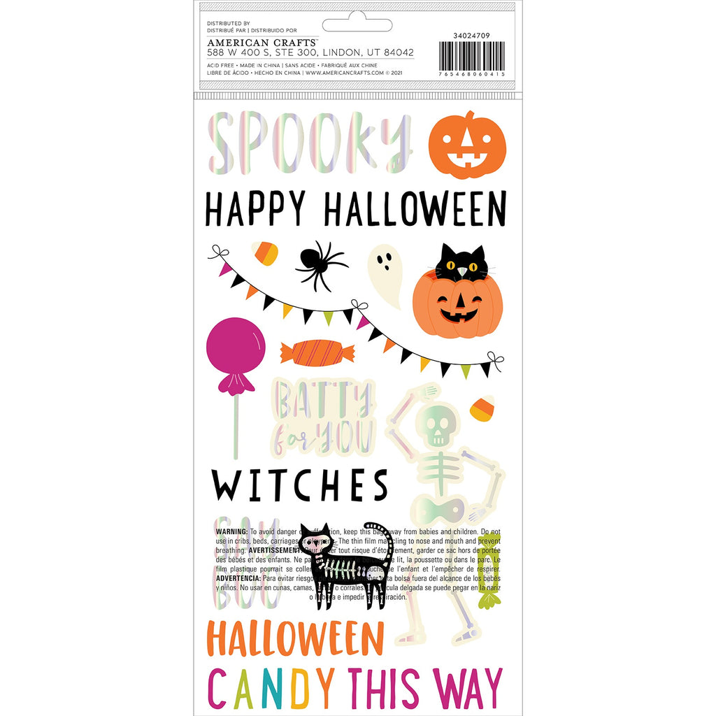 American Crafts Happy Halloween Thickers Stickers -Phrase