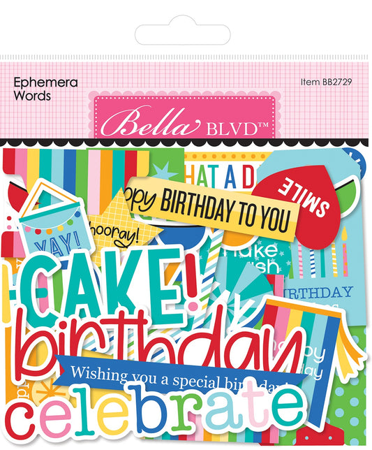 Bella Blvd Birthday Bash Cardstock Ephemera-Words