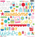 Birthday Bash Ciao Chipboard Stickers 12x12-Icons