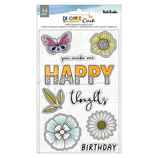 Vicki Boutin Discover + Create Stamp And Die Set-Happy Thoughts