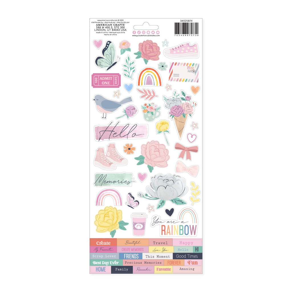 American Crafts Rainbow Avenue Cardstock Stickers 6X12