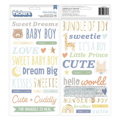 American Crafts Hello Little Boy Thickers Stickers -Phrase