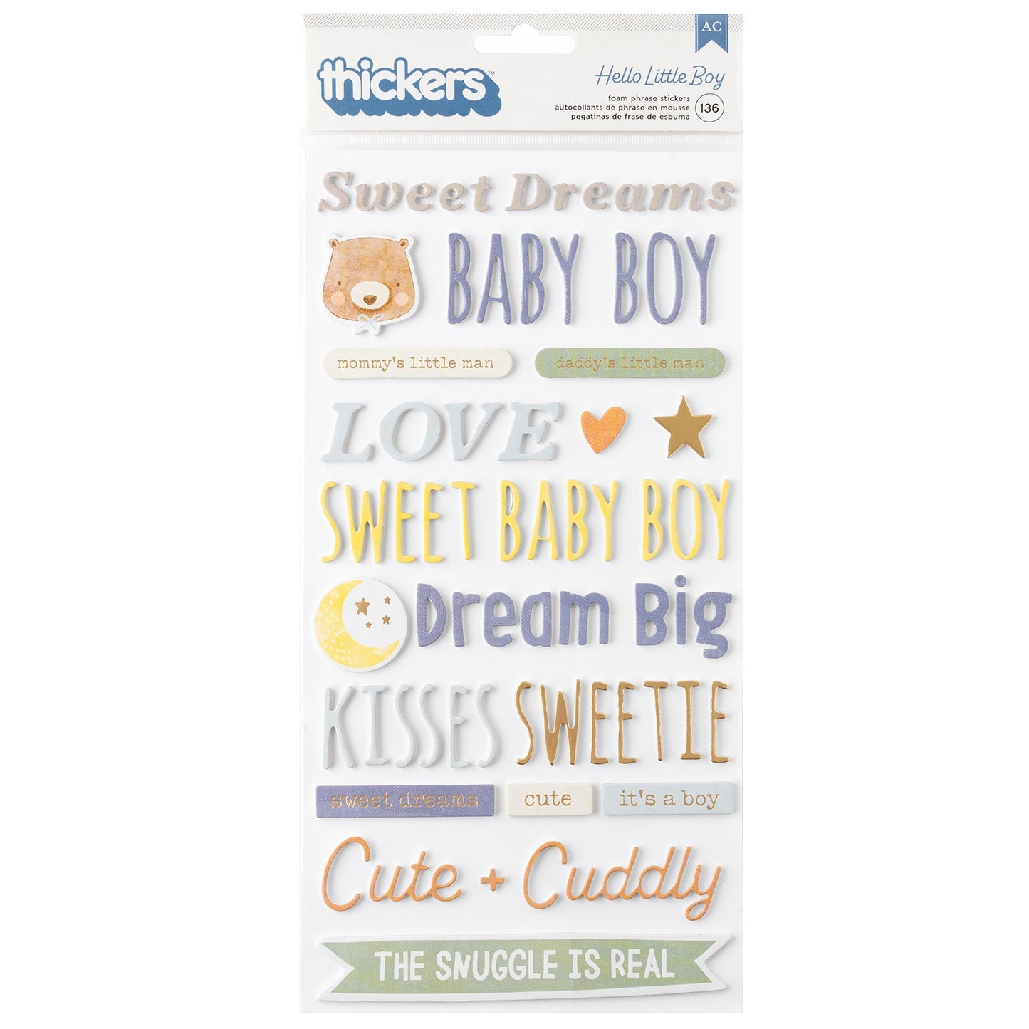 American Crafts Hello Little Boy Thickers Stickers -Phrase