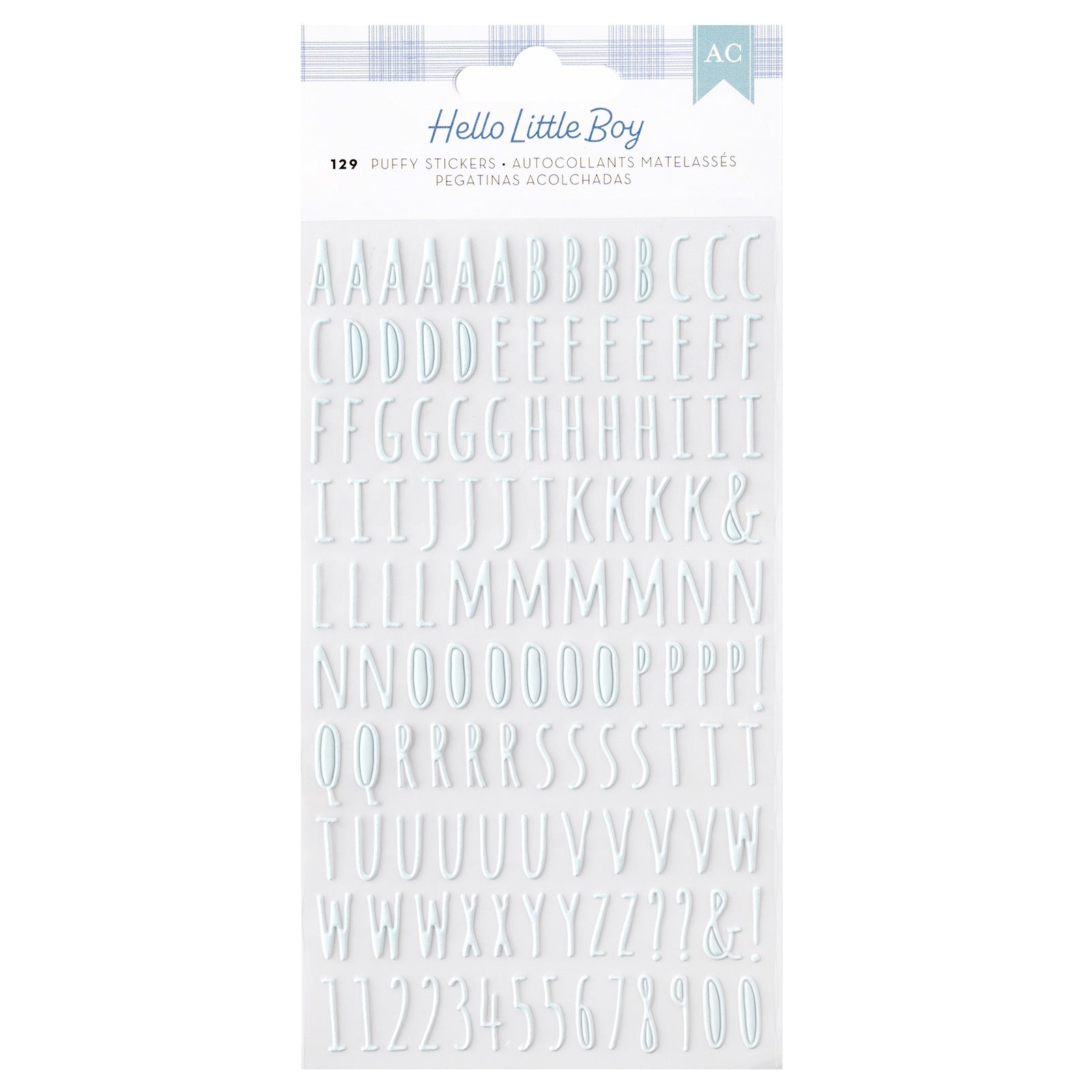 American Crafts Hello Little Boy Puffy Stickers -Alpha