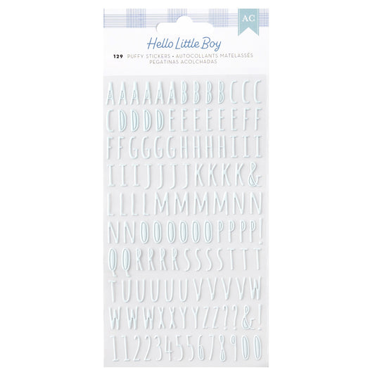 American Crafts Hello Little Boy Puffy Stickers -Alpha