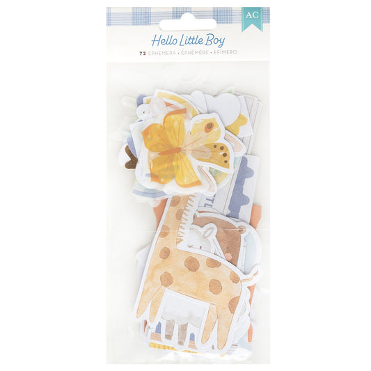 American Crafts Hello Little Boy Ephemera Die-Cuts -Icons, Gold Foil