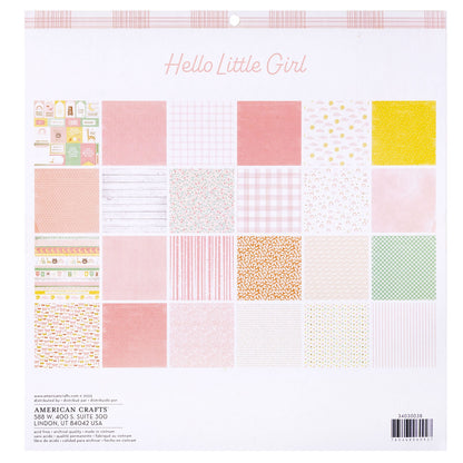 American Crafts Hello Little Girl Double-Sided Paper Pad 12x12- with Gold Foil