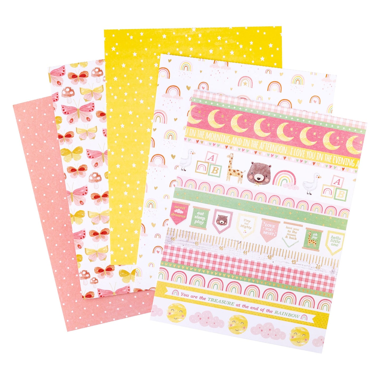 American Crafts Hello Little Girl Single-Sided Paper Pad 6x8- with Gold Foil