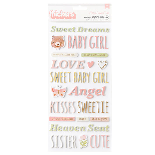 American Crafts Hello Little Girl Thickers Stickers -Phrase