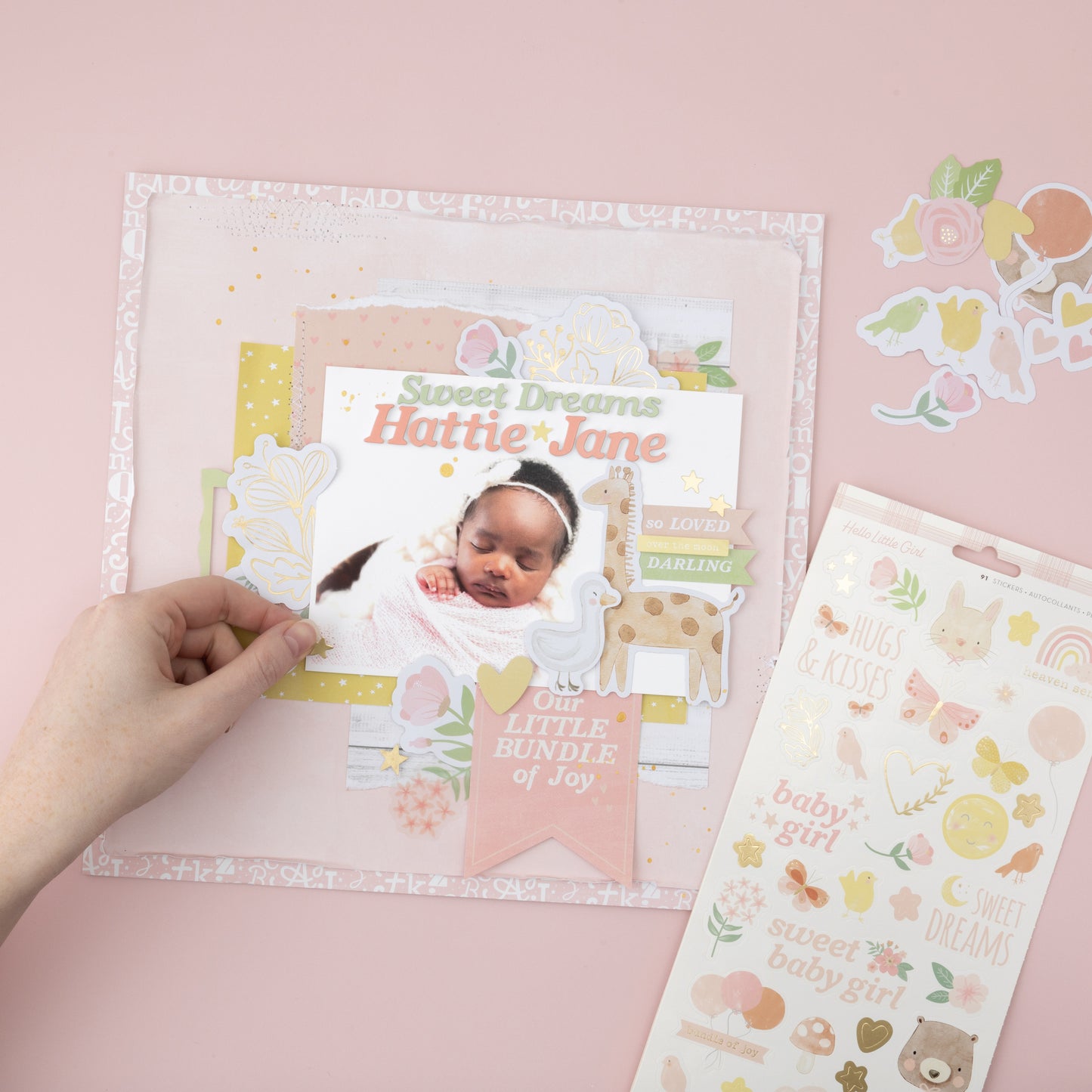 American Crafts Hello Little Girl Cardstock Stickers