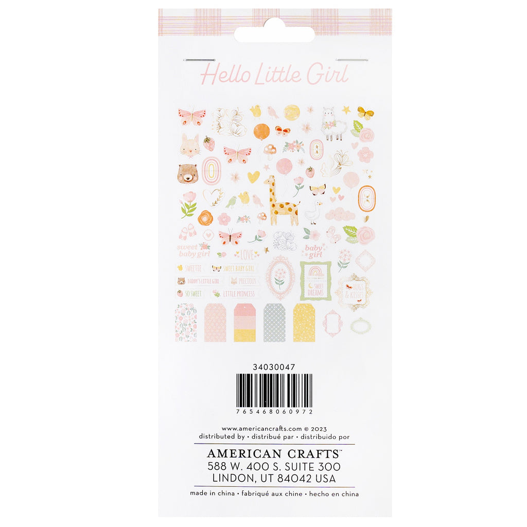 American Crafts Hello Little Girl Puffy Stickers