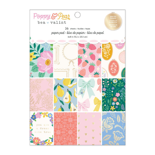 Bea Valint Poppy & Pear Single-Sided Paper Pad 6X8