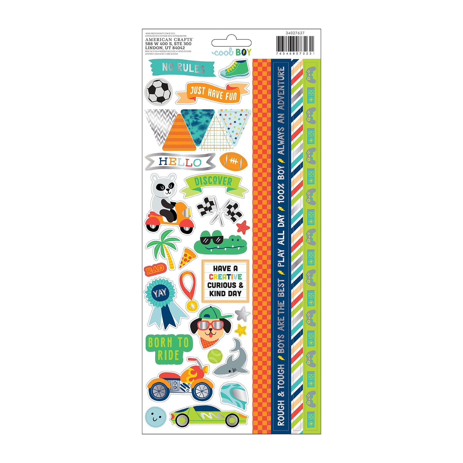 Pebbles Cool Boy Cardstock Stickers