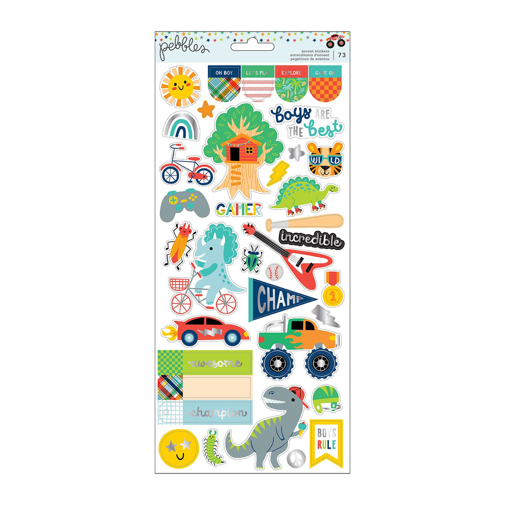 Pebbles Cool Boy Cardstock Stickers