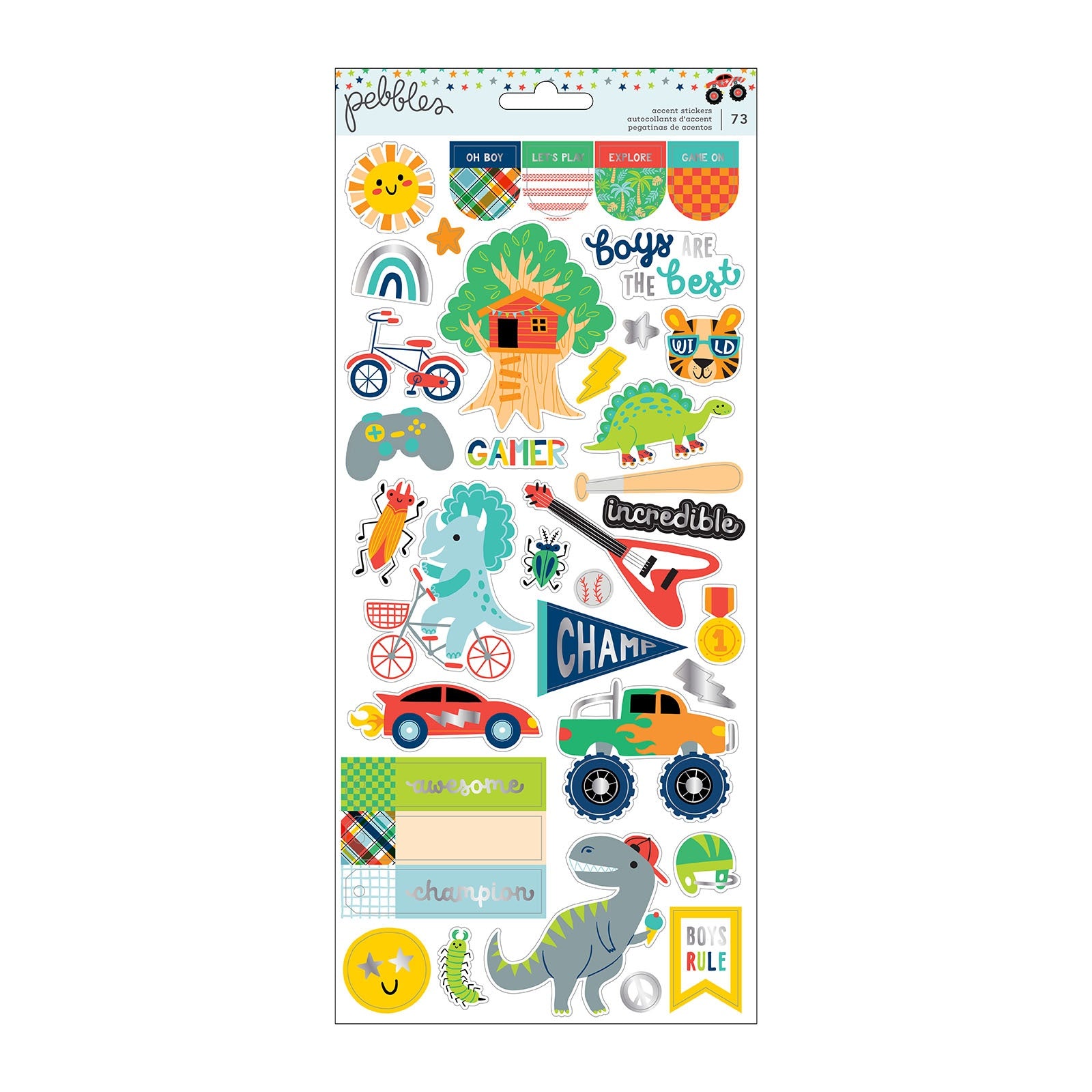 Pebbles Cool Boy Cardstock Stickers