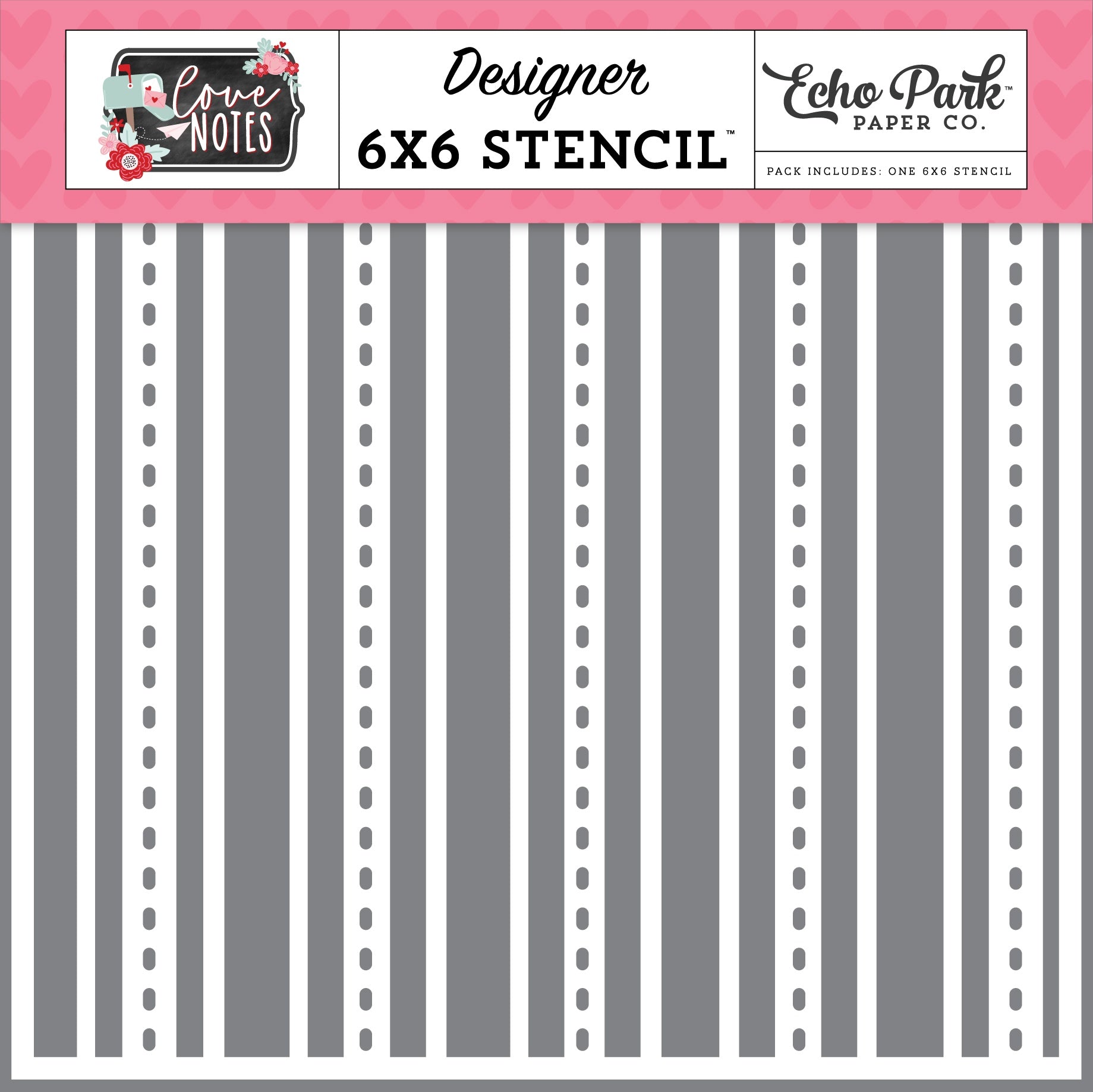 Echo Park Love Notes Stencil -Smitten Stripes