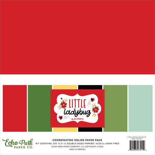 Echo Park Little Ladybug Double-Sided Solid Cardstock