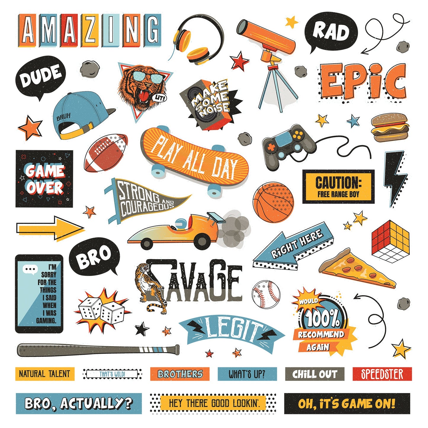 PhotoPlay Bro's Amazing Stickers 12"X12"-Elements