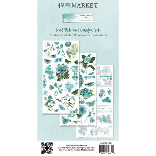 49 And Market Color Swatch: Teal Rub-On Transfer Set