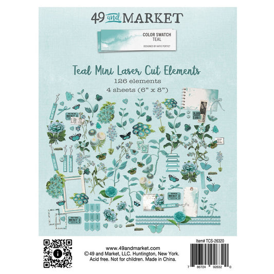 49 And Market Color Swatch: Teal Mini Laser Cut Outs-Elements