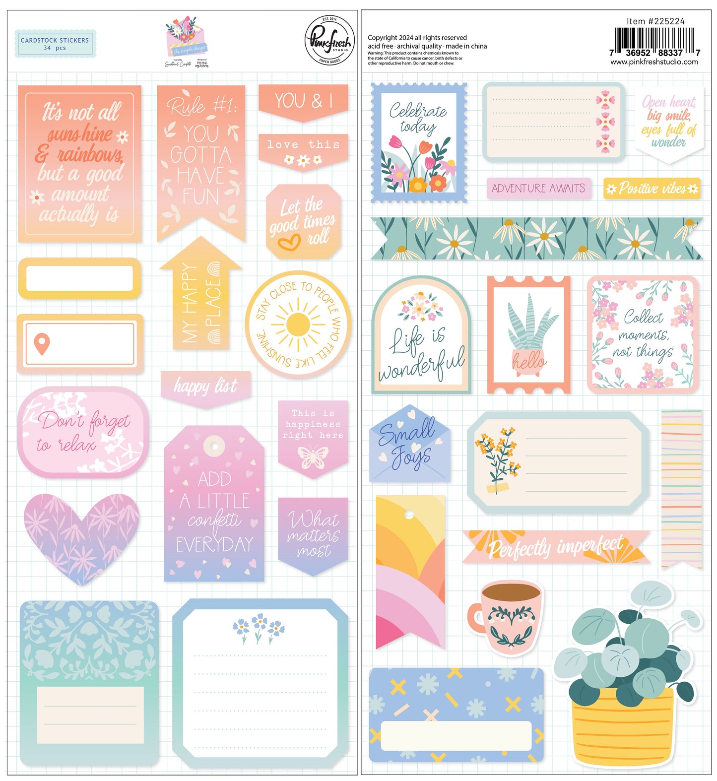 Pinkfresh Studio The Simple Things Cardstock Stickers