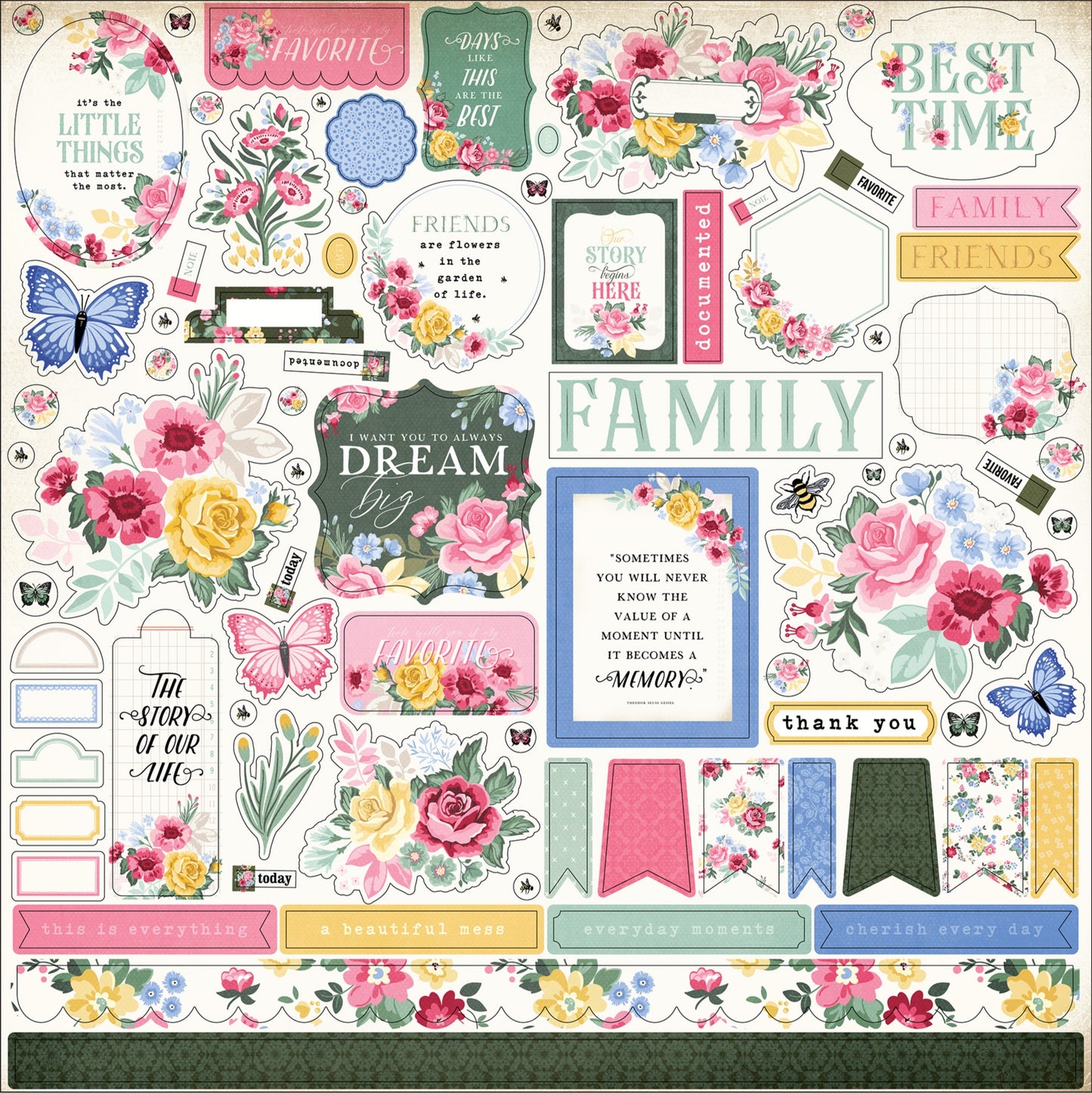 Carta Bella Bloom Cardstock Stickers -Elements