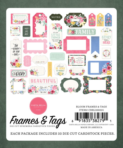 Carta Bella Bloom Cardstock Ephemera -Frames & Tags
