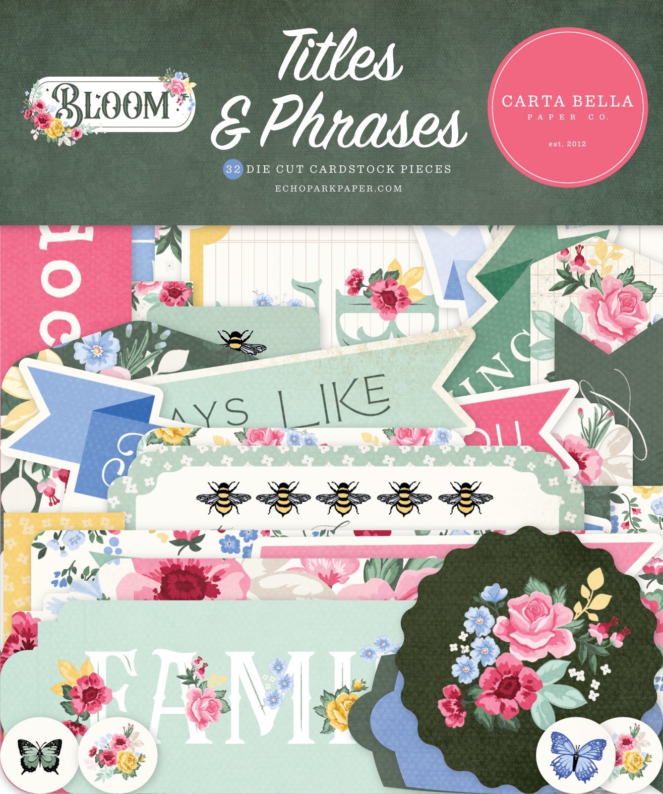 Carta Bella Bloom Cardstock Ephemera -Titles & Phrases