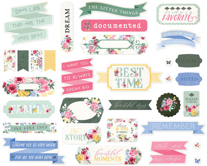 Carta Bella Bloom Cardstock Ephemera -Titles & Phrases