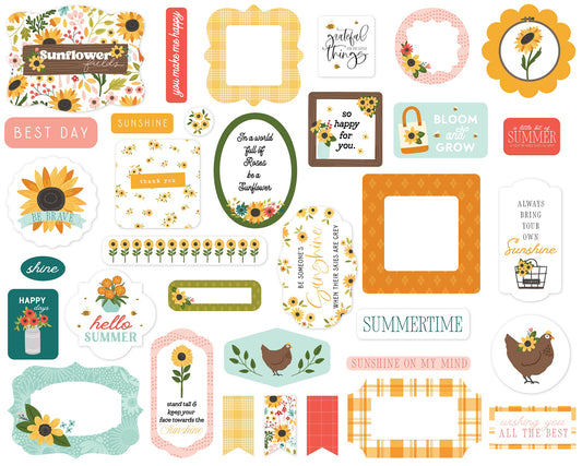 Carta Bella Sunflower Summer Cardstock Ephemera -Icons