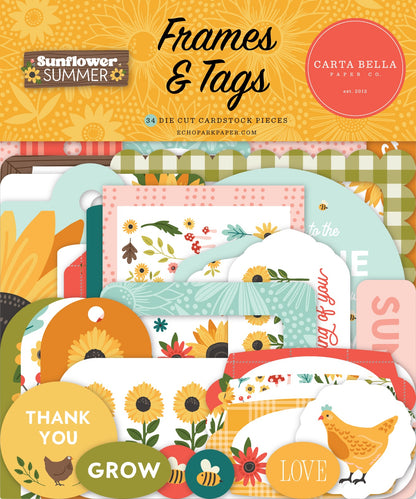 Carta Bella Sunflower Summer Cardstock Ephemera -Frames & Tags