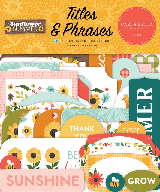 Carta Bella Sunflower Summer Cardstock Ephemera -Titles & Phrases