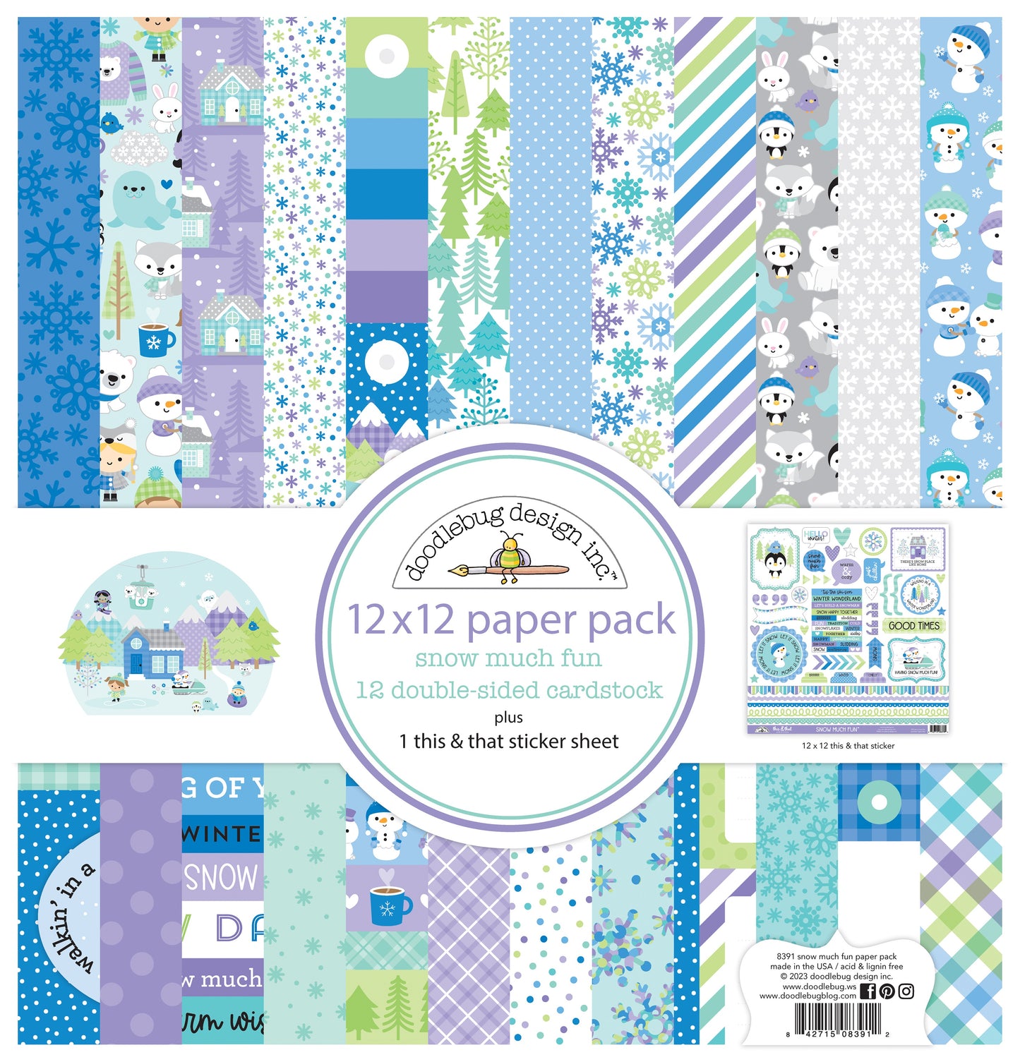 Doodlebug Snow Much Fun Paper Pack 12x12